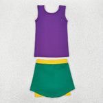 GSD1432 Sports Mardi Gras Purple Green Skirt Girls Set