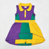 GSD1434 Sports Mardi Gras Purple Polo Girls Dress