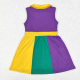 GSD1434 Sports Mardi Gras Purple Polo Girls Dress