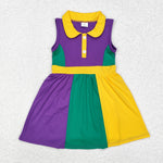 GSD1434 Sports Mardi Gras Purple Polo Girls Dress