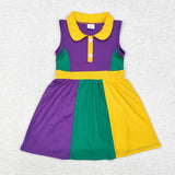 GSD1434 Sports Mardi Gras Purple Polo Girls Dress