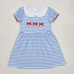 GSD1436 Embroidery Softball Stripe Girl's Dress