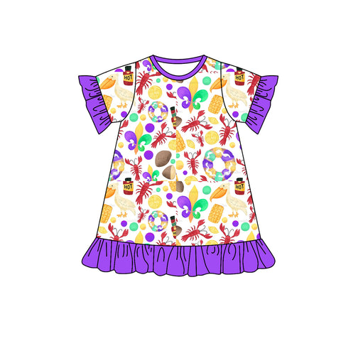 Preorder Notice GSD1442 Mardi Gras Purple Girl's Dress