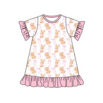 Preorder Notice GSD1444 Easter Rabbit Bows Pink Girl's Dress