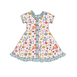 Preorder Notice GSD1445 Easter Flower Rabbit Girl's Dress