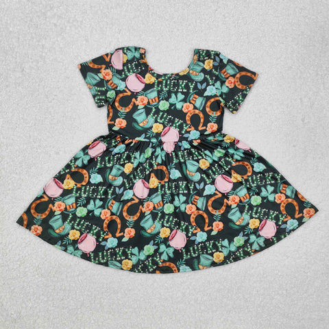 GSD1450 Lucky Green Leaf Girl's Dress