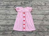 Preorder GSD1453 Embroidery Valentine's Day Love Pink Girl's Dress