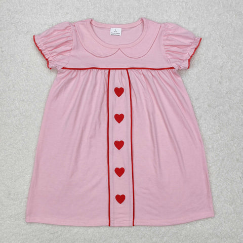 GSD1453 Embroidery Valentine's Day Love Pink Girl's Dress