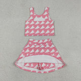 GSD1467 Trumpet Pink Cheer Girls Skorts Set