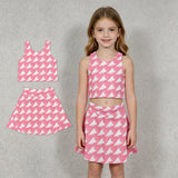 GSD1467 Trumpet Pink Cheer Girls Skorts Set