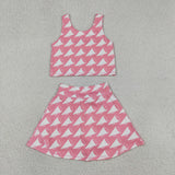 GSD1467 Trumpet Pink Cheer Girls Skorts Set