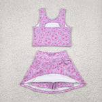 GSD1468 Football Pink Girls Skorts Set