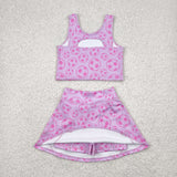 GSD1468 Football Pink Girls Skorts Set