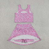 GSD1468 Soccer Football Pink Girls Skorts Set