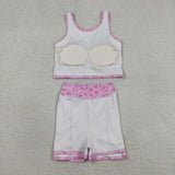 GSD1468 Soccer Football Pink Girls Skorts Set