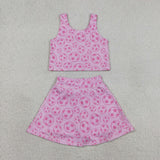 GSD1468 Soccer Football Pink Girls Skorts Set