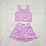GSD1468 Football Pink Girls Skorts Set