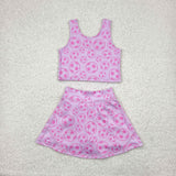GSD1468 Football Pink Girls Skorts Set