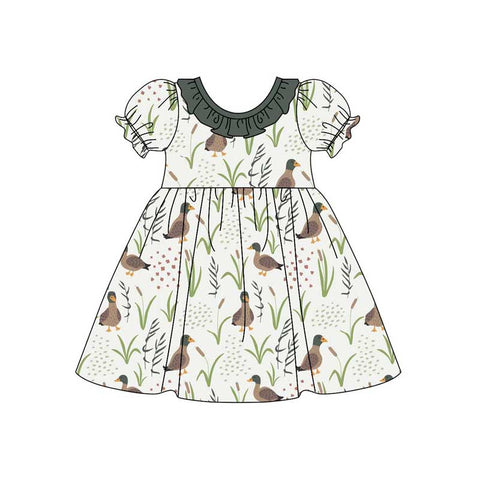 Preorder 11.09 GSD1482 Mallard Ducks Green Girl's Dress