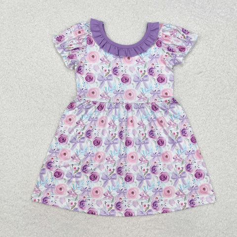 GSD1516 Flower Bows Purple Girl's Dress