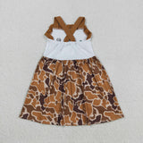 GSD1518 Embroidery Hunting Camo Brown Girl's Dress