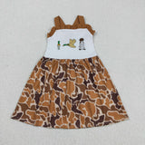 GSD1518 Embroidery Hunting Camo Brown Girl's Dress