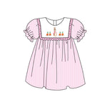 Preorder GSD1532 Embroidery Easter Cartoon Rabbit Carrot Girl's Dress