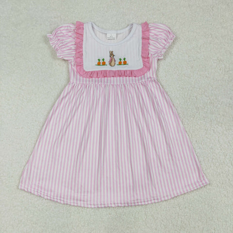 GSD1532 Embroidery Easter Cartoon Rabbit Carrot Girl's Dress