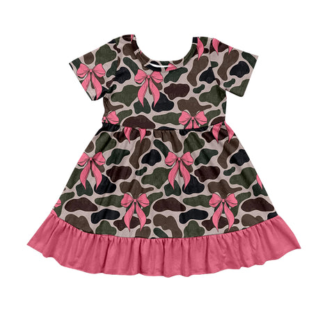 Preorder 11.21 GSD1537 Hunting Camo Bows Girl's Dress