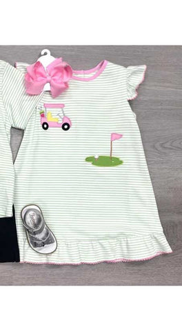 Preorder 11.21 GSD1538 Golf Stripe Girl's Dress