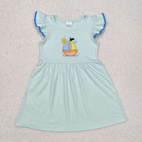 GSD1539 Embroidery Sailboat Girl's Dress