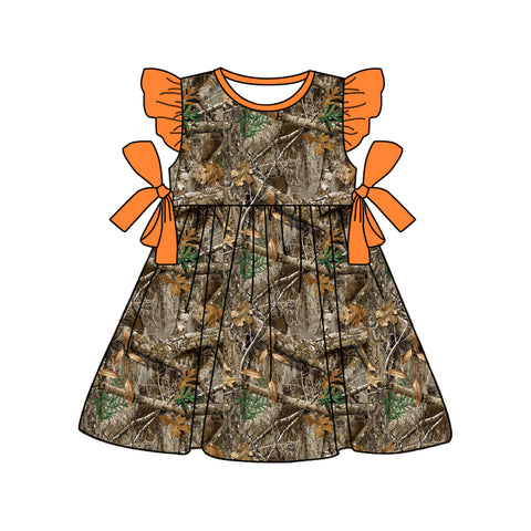 Preorder 11.29 GSD1567 Hunting Branches Orange Girl's Dress