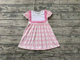 Preorder GSD1578 Embroidery Easter Rabbit Bows Pink Girl's Dress