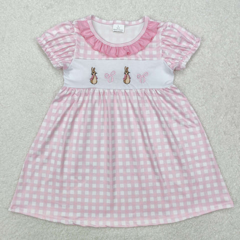 GSD1583 Embroidery Easter Rabbit Blue Girl's Dress