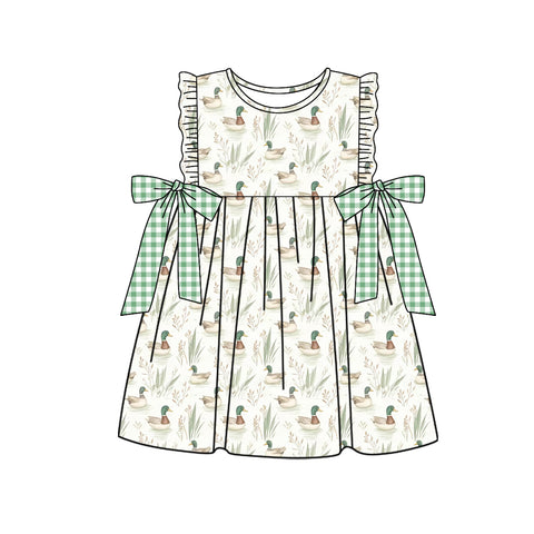 Preorder 12.05 GSD1588 Mallard Ducks Green Girl's Dress