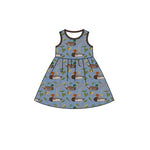 Preorder 12.05 GSD1590 Mallard Ducks Brown Girl's Dress