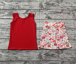 Preorder GSD1598 Flower Red Girls Skirt Set