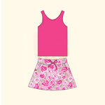 Preorder GSD1599 Flower Rose Pink Girls Skirt Shorts Set