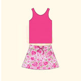 Preorder GSD1599 Flower Rose Pink Girls Skirt Shorts Set