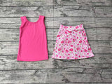 Preorder GSD1599 Flower Rose Pink Girls Skirt Shorts Set