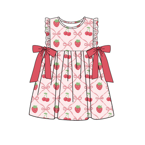 Preorder 12.09 GSD1604 Strawberry Cherry Bows Girl's Dress