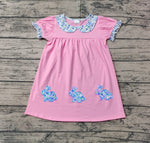 Preorder GSD1615 Embroidery Easter Rabbit Flower Pink Girl's Dress