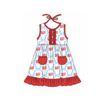 Preorder 12.15 GSD1625 July 4th Flag Girl's Dress