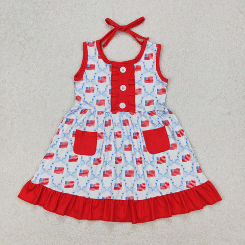 GSD1625 America Flag July 4th Girl's Dress