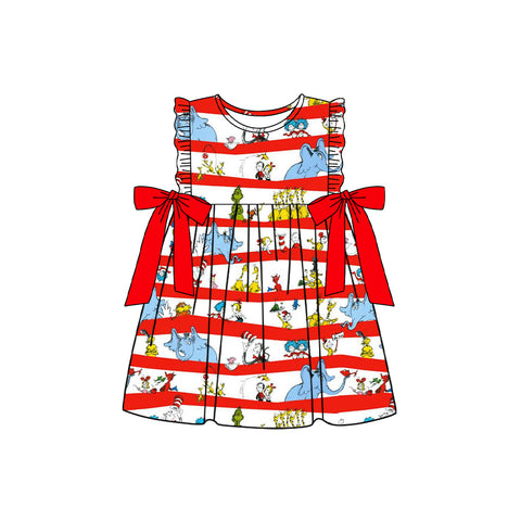 Preorder 12.20 GSD1643 Cat in the hat Reading Red Girl's Dress