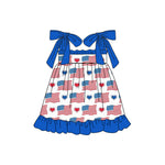 Preorder 12.23 GSD1652 July 4th Love Flag Blue Girl's Dress