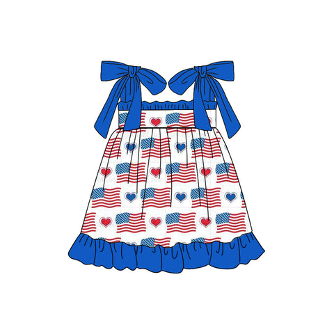 Preorder 12.23 GSD1652 July 4th Love Flag Blue Girl's Dress