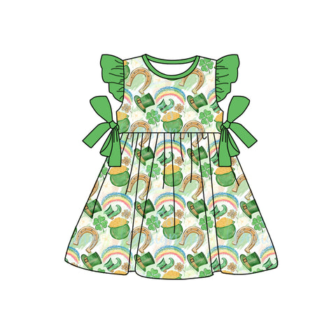 Preorder 12.24 St. Patrick Rainbow Green Girl's Dress