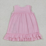 GSD1671 Embroidery Easter Rabbit Pink Girl's Dress