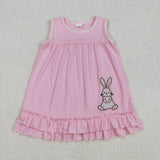 GSD1671 Embroidery Easter Rabbit Pink Girl's Dress